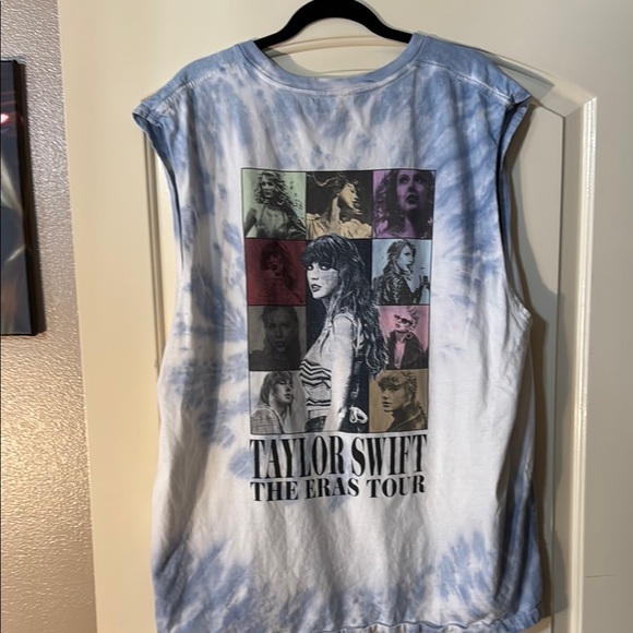 Taylor Swift Tie-Dye Short Sleeveless Tee T Shirt Blue White Eras XXL 2X - Picture 7 of 8
